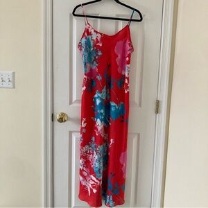 NATORI Red Floral Bloom Chianti Chemise Nightgown, size Large